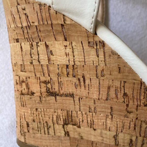 Lulu's White Cork Wedge 4" Ankle Strap Sandal.Casual Summer. Sz 7 - Picture 3 of 15